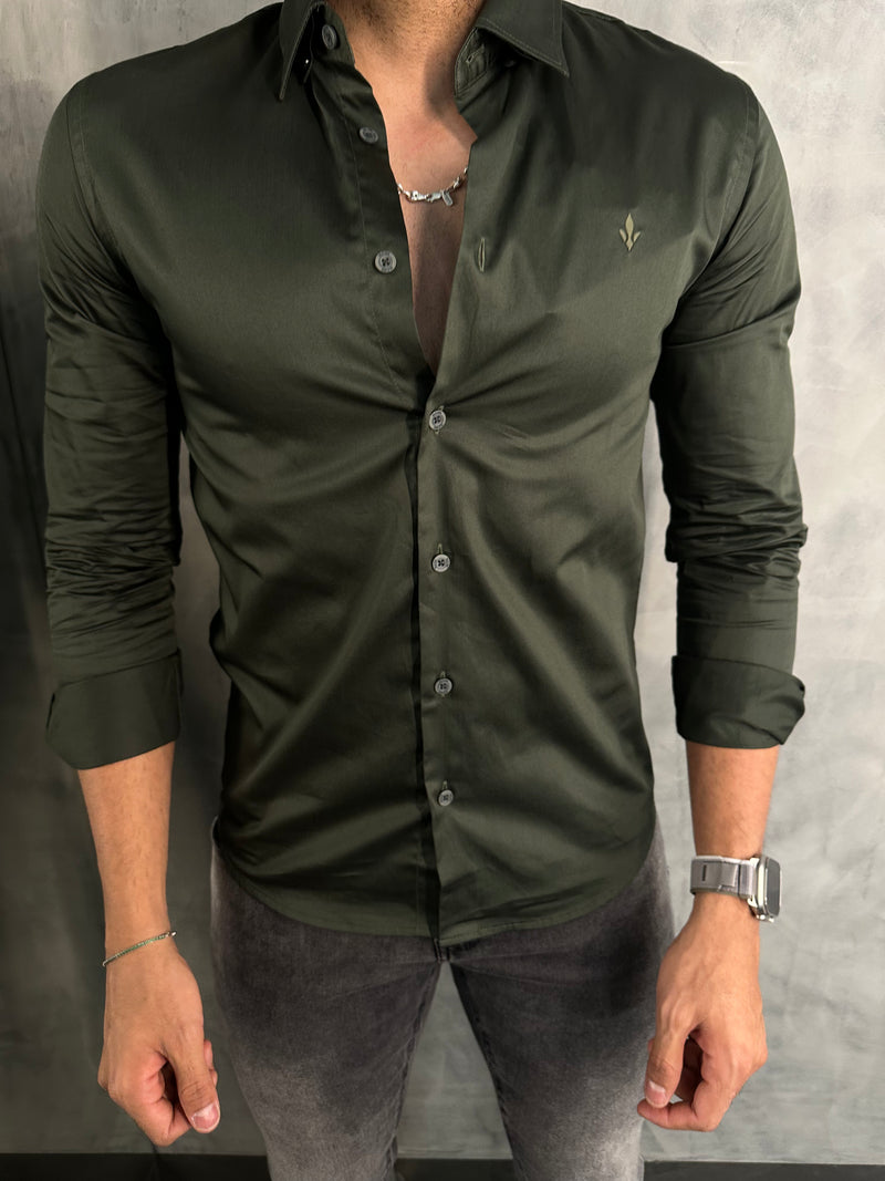 CAMISA ALGODÃO EGÍPCIO SLIM SELECT M/L DLZ VERDE CIPRESTE