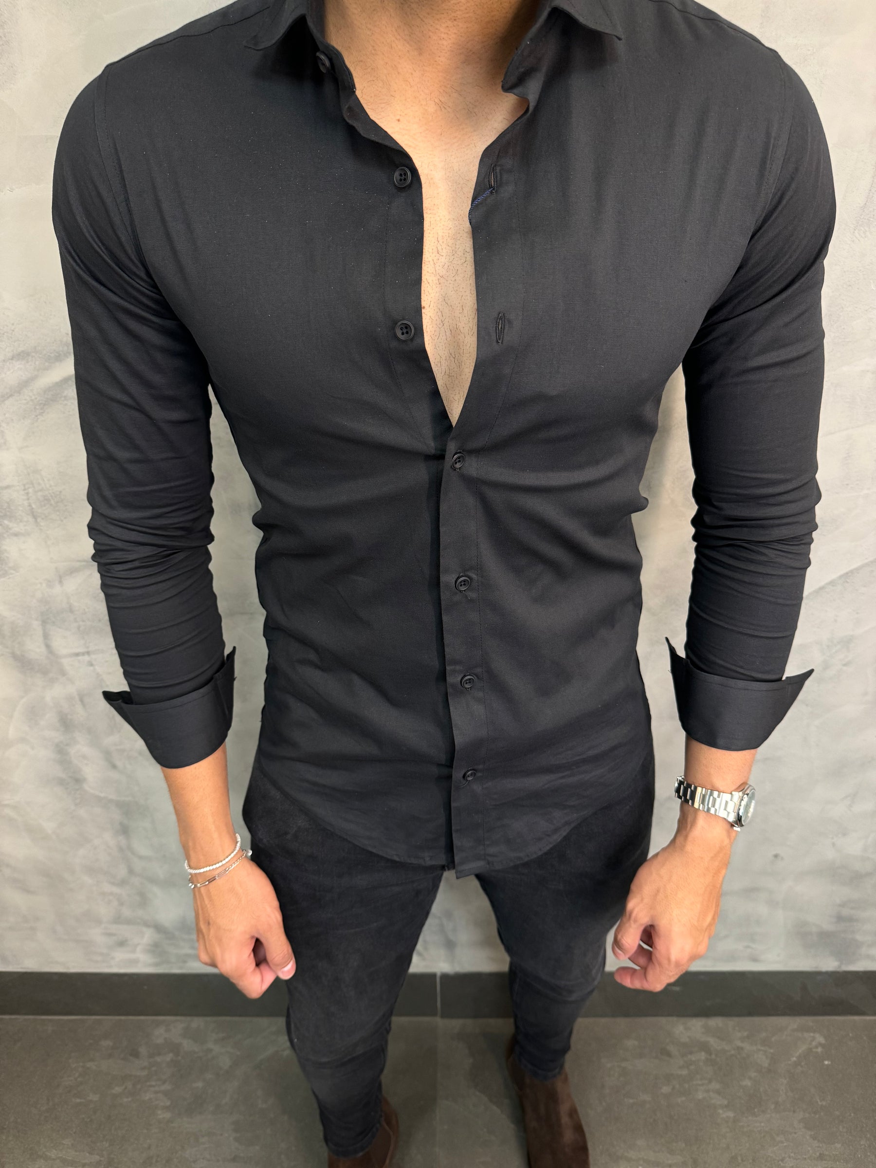 CAMISA M/L TRICOLINE OXING PRETO