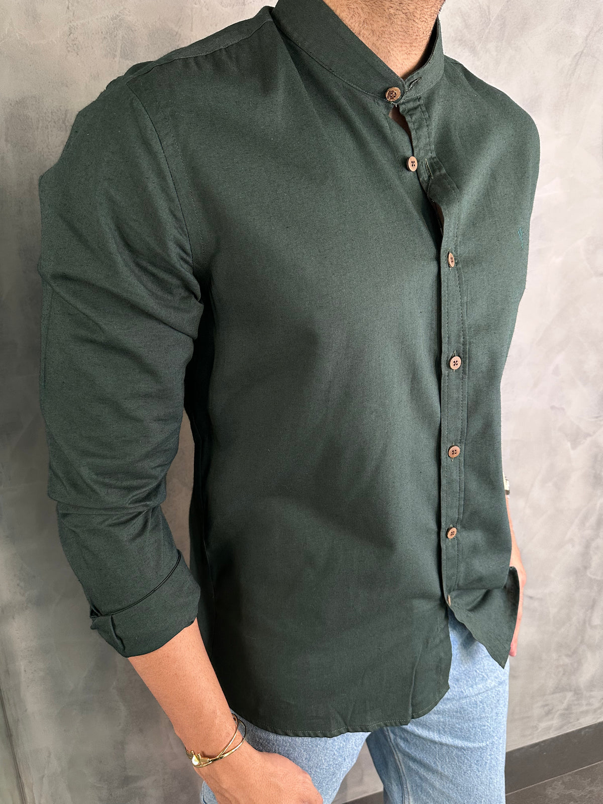 CAMISA GOLA PADRE M/L INDICCATTO VERDE MUSGO