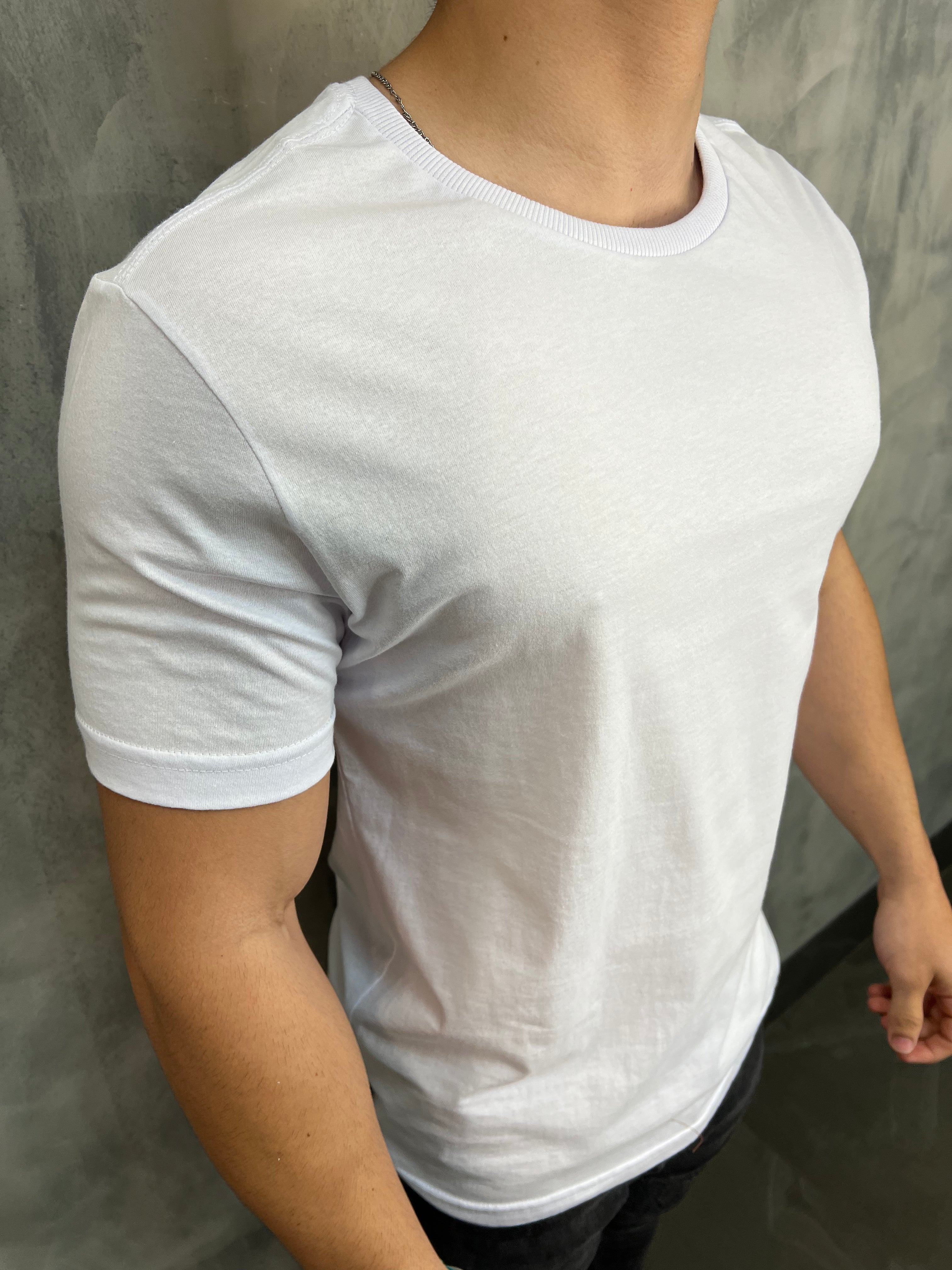 CAMISETA BASICA KINGEJOE SLIM LISA BRANCO