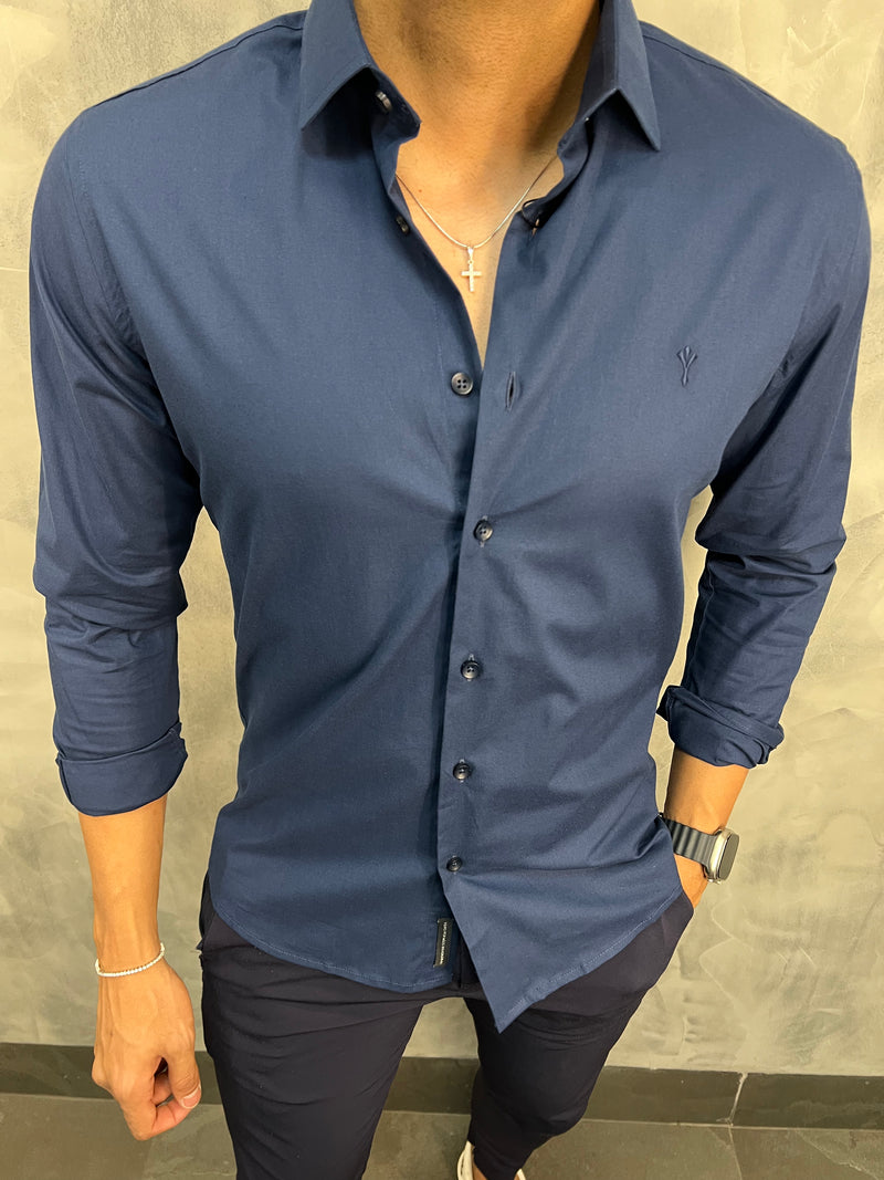 CAMISA STRETCH SLIM FIT M/L INDICCATTO MARINHO