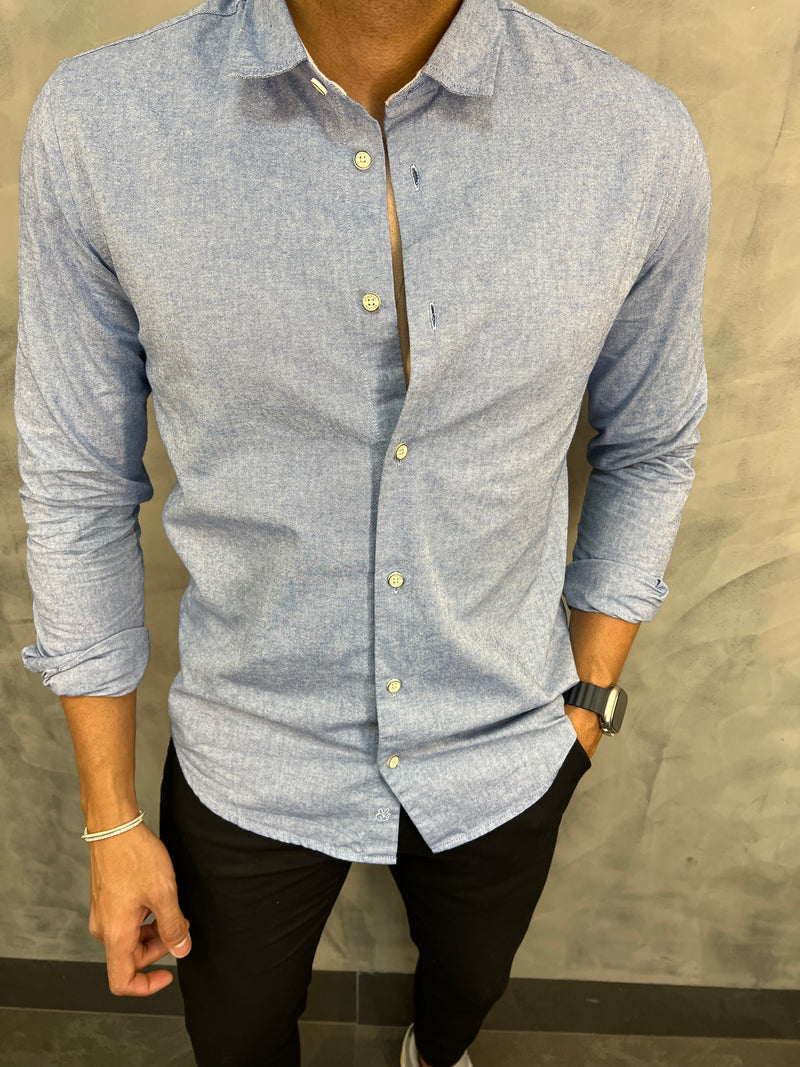 CAMISA M/L OXFORD SIMPLES RESERVA AZUL