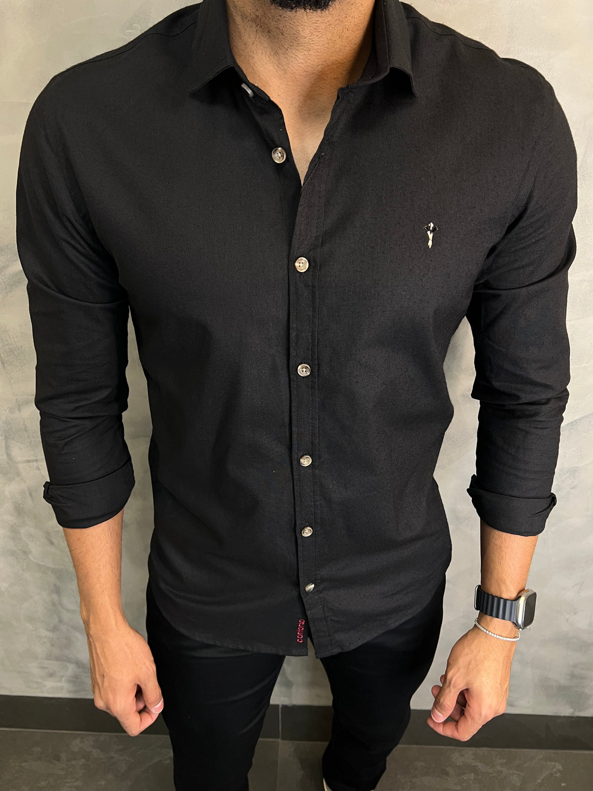 CAMISA M/L LINHO PANAMÁ INDICCATTO PRETO