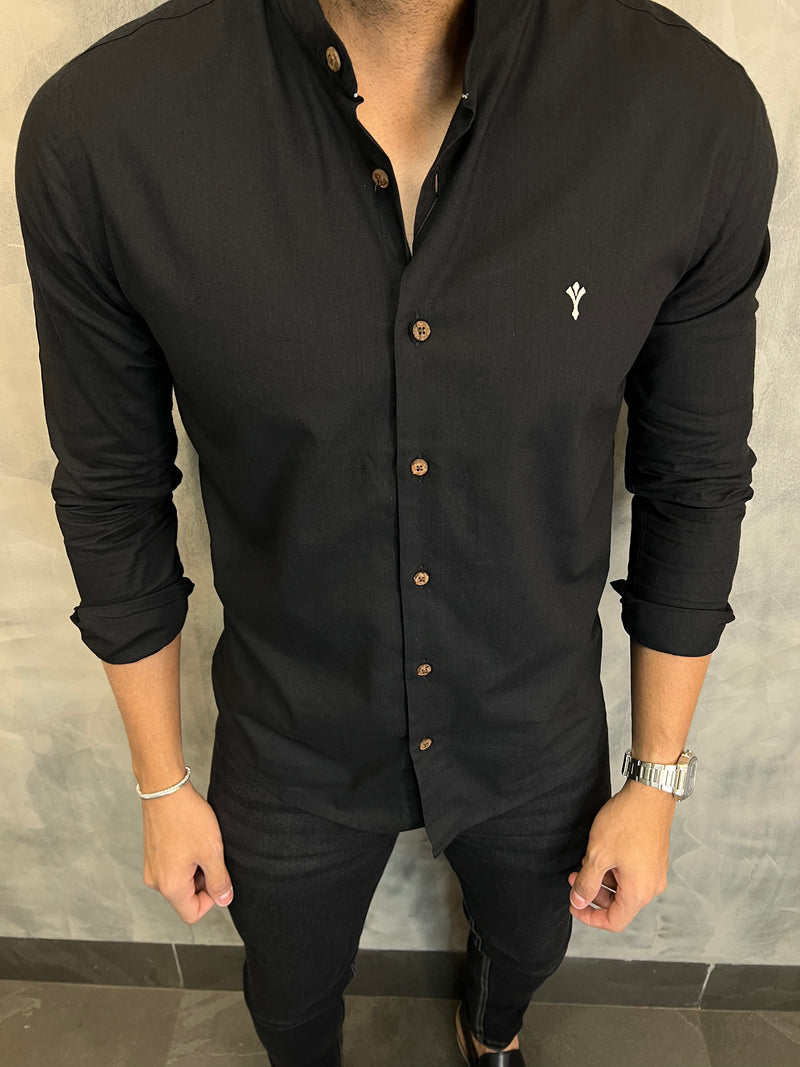 CAMISA M/L VISCOLINHO GOLA BATA INDICCATTO PRETO