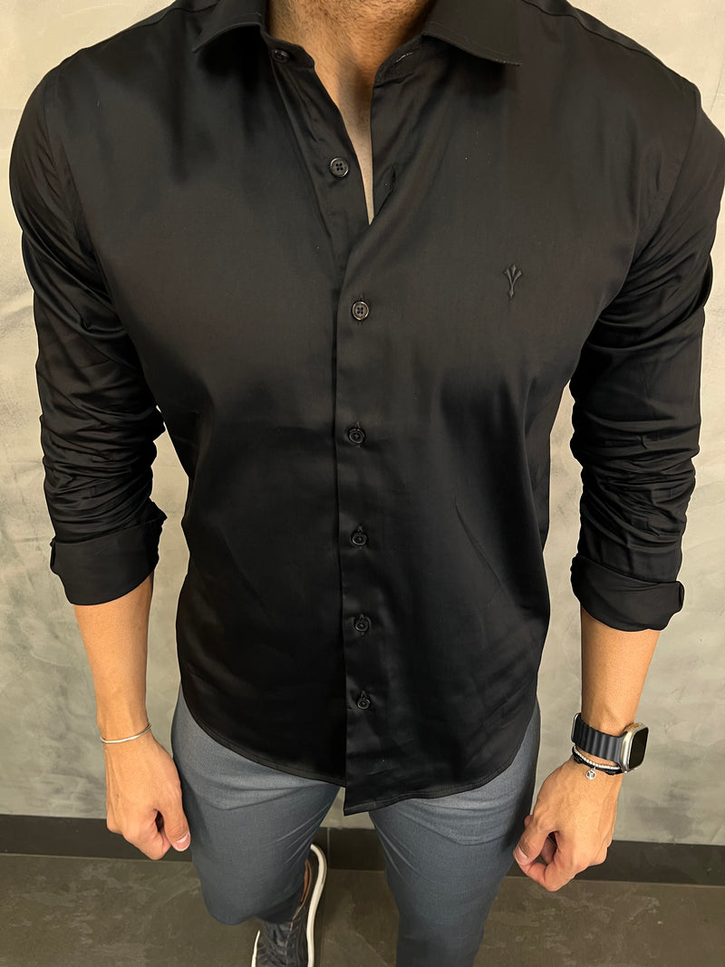 CAMISA ACETINADA - Preto