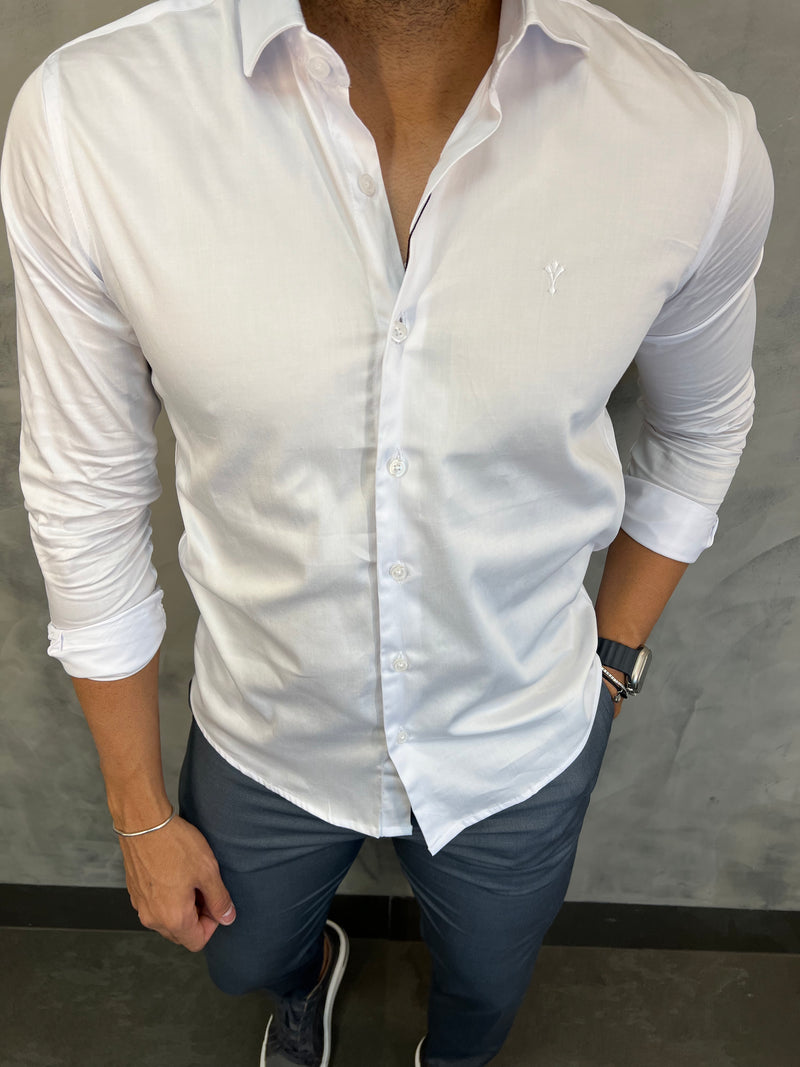 CAMISA ACETINADA STRETCH SLIM FIT M/L INDICCATTO BRANCO