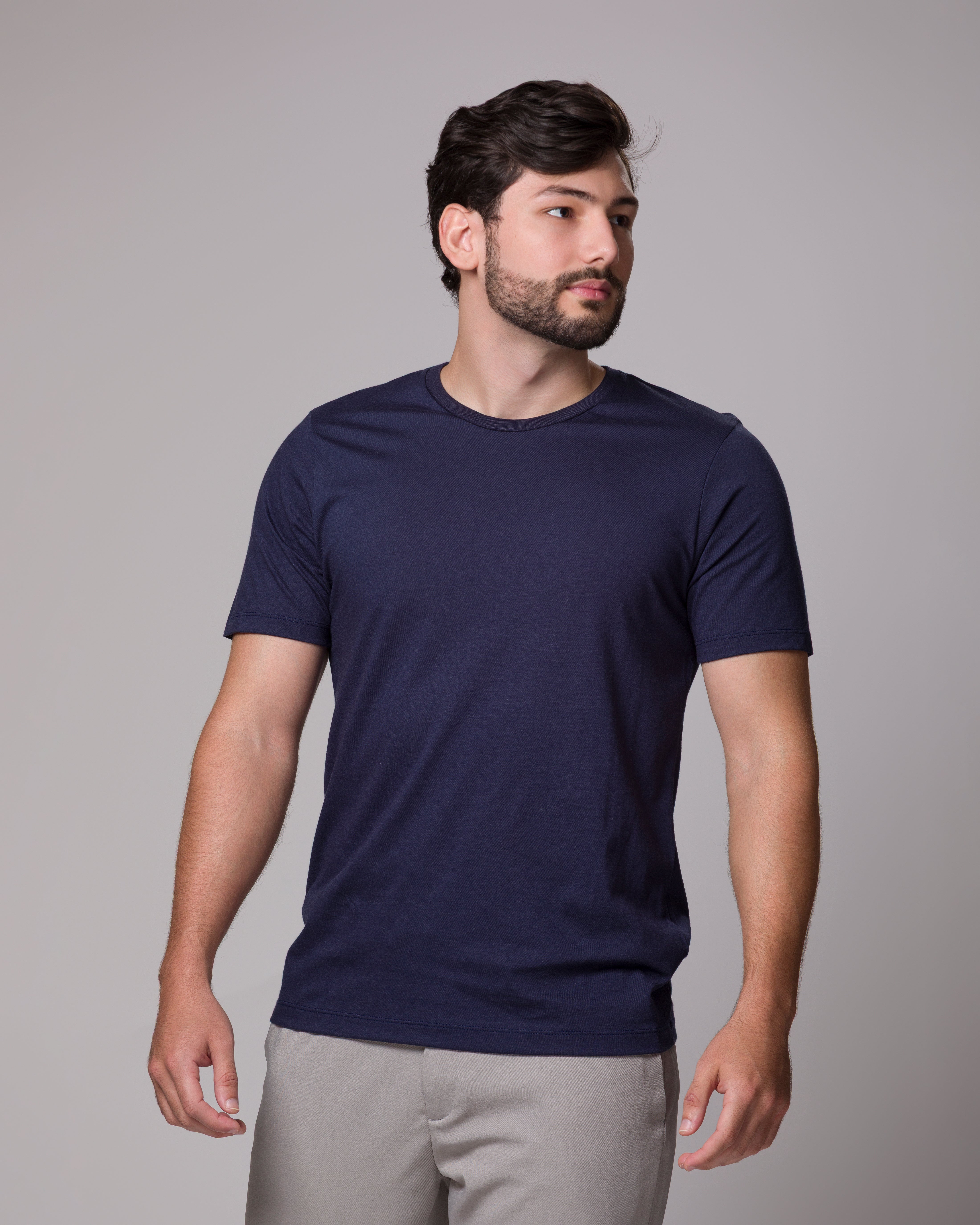 CAMISETA PIMA PONTO H MARINHO