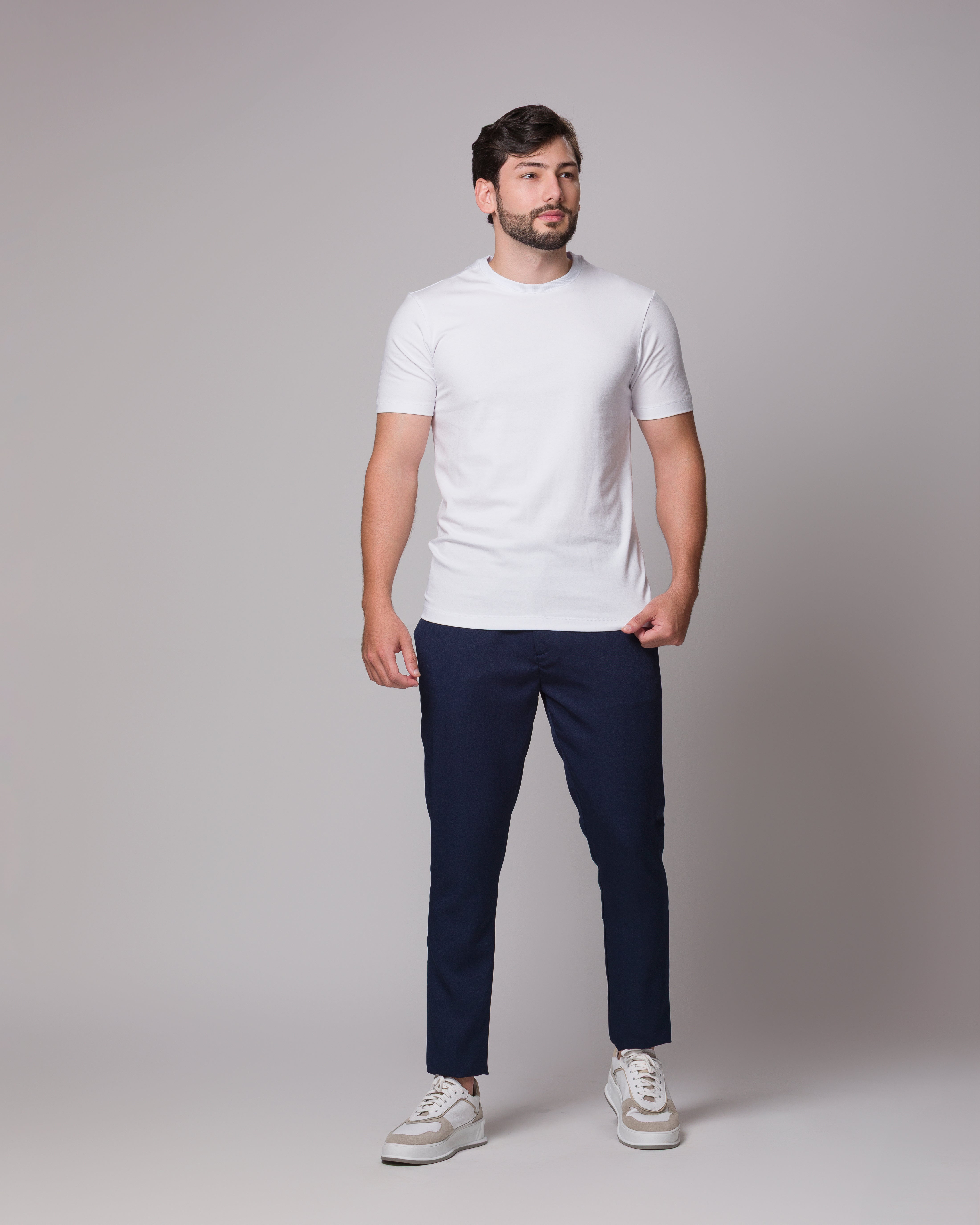 CAMISETA SLIM FIT PONTO H BRANCO