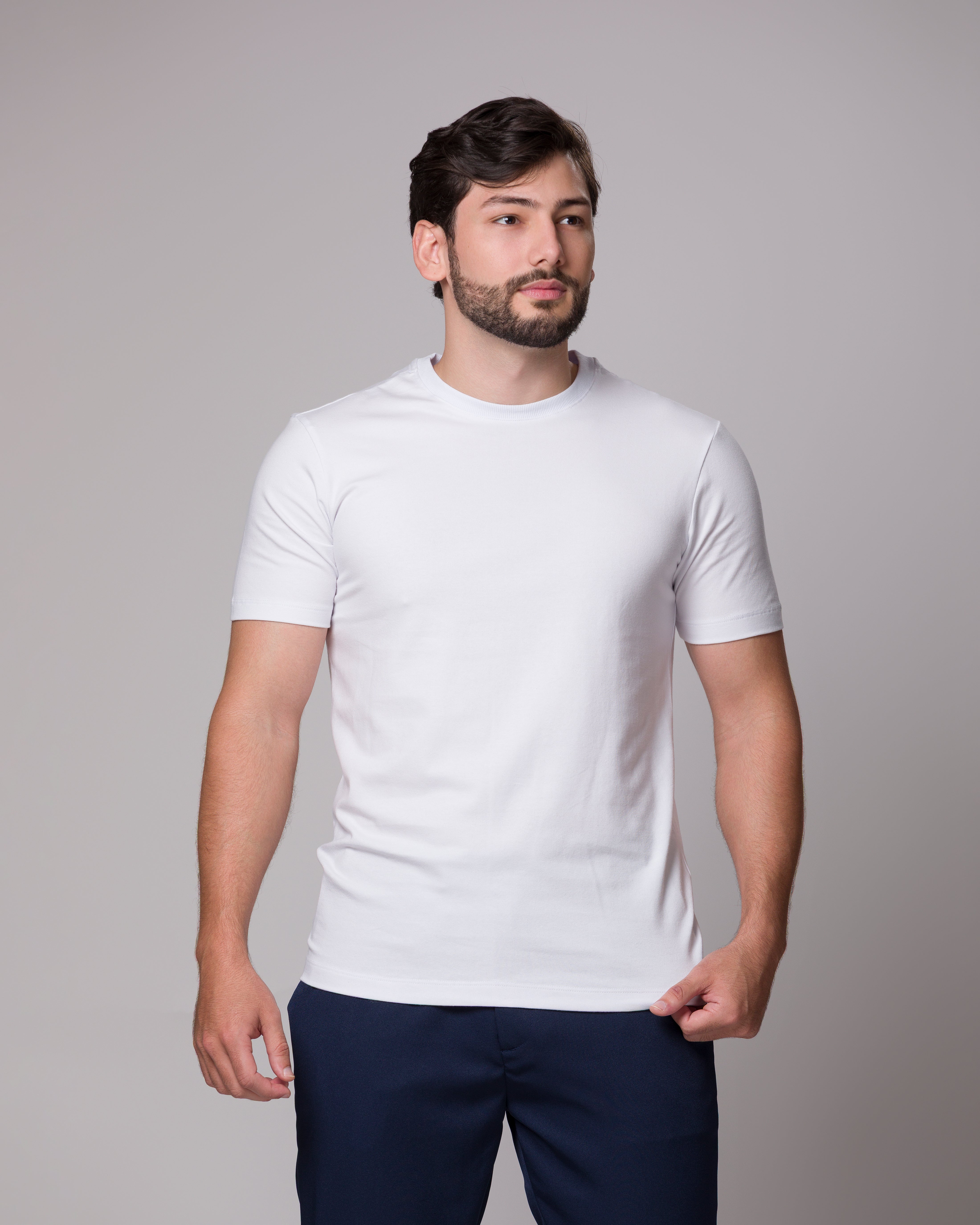 CAMISETA SLIM FIT PONTO H BRANCO