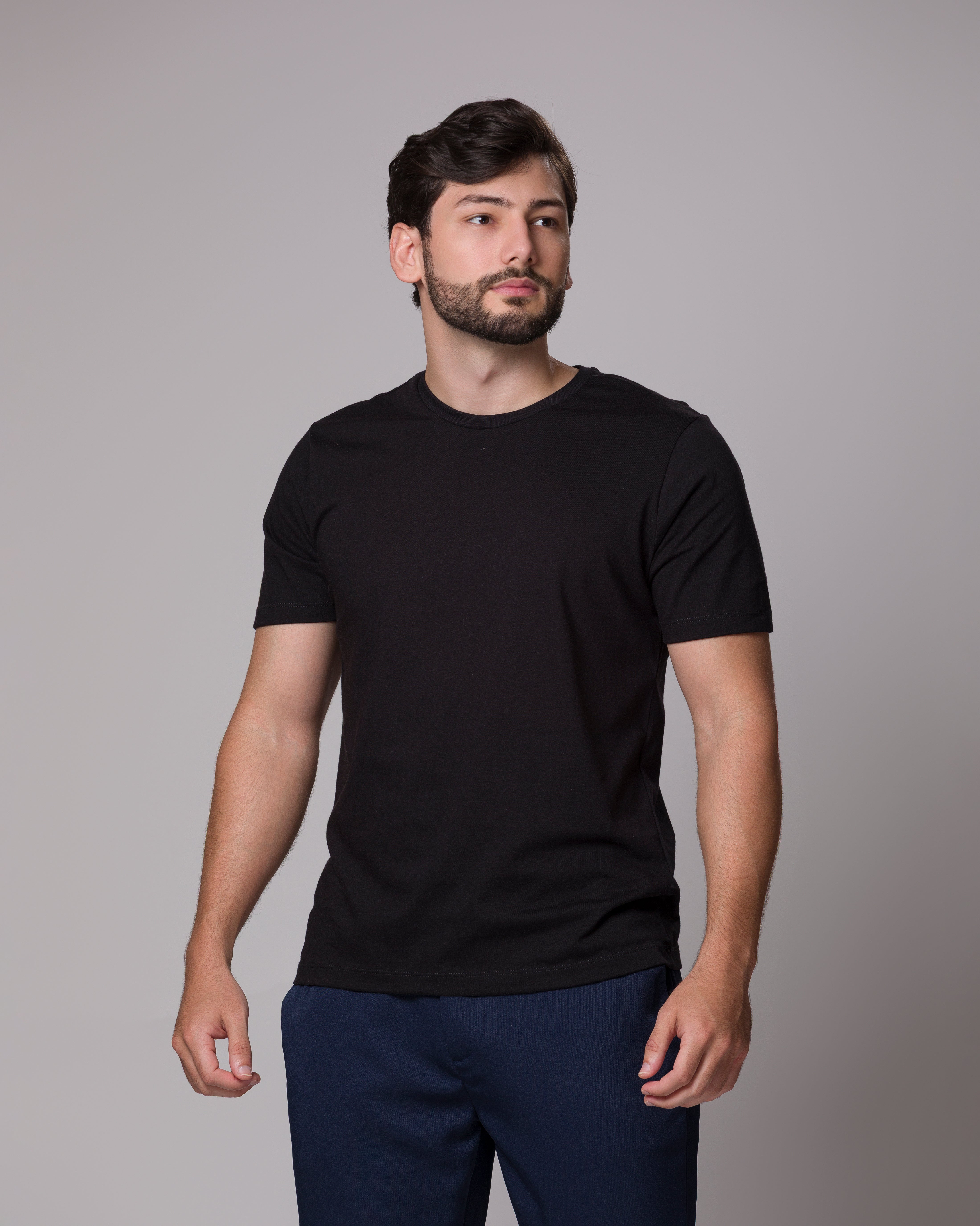 CAMISETA PIMA PONTO H PRETO