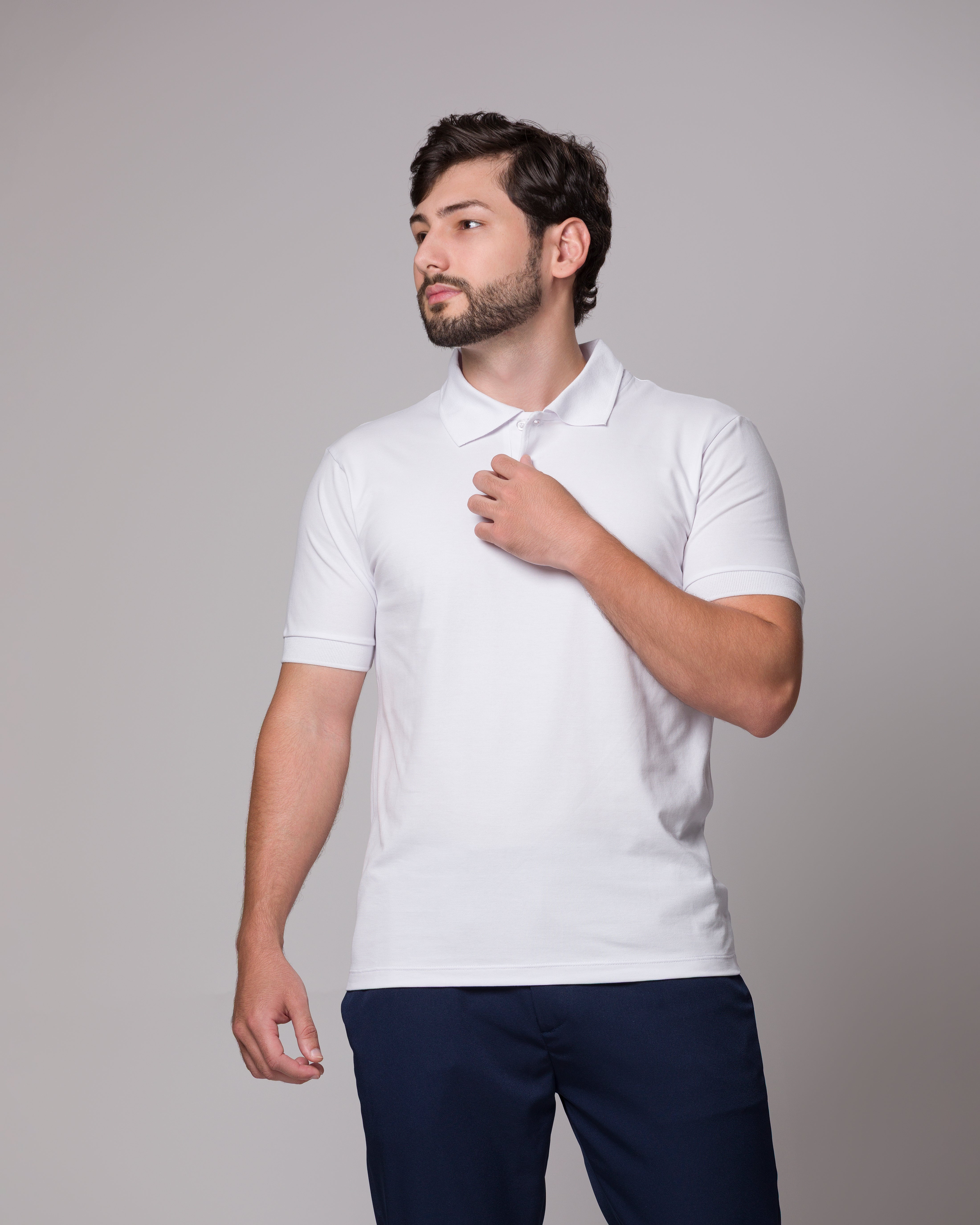 POLO PIMA PONTO H BRANCO