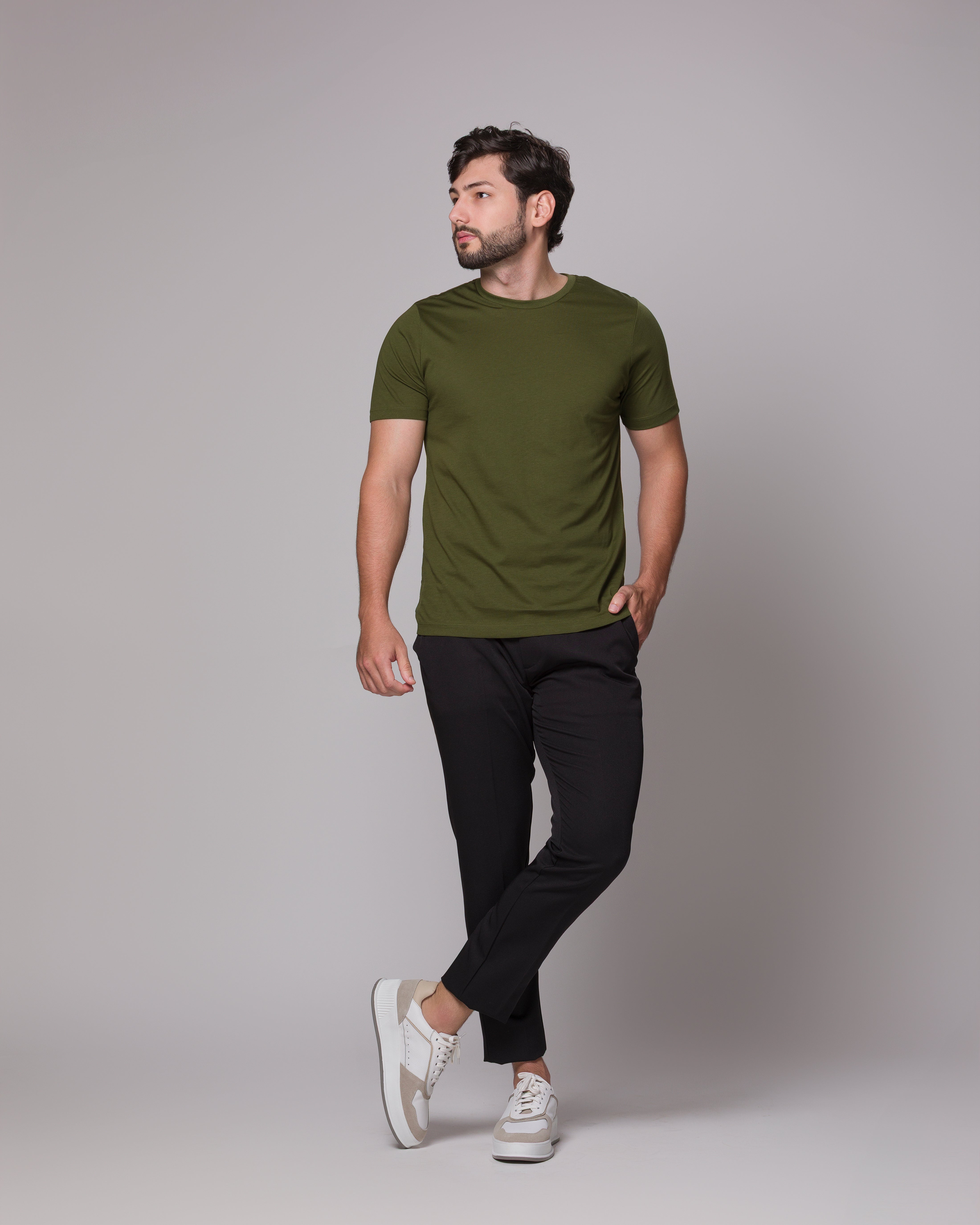 CAMISETA PIMA PONTO H VERDE MILITAR