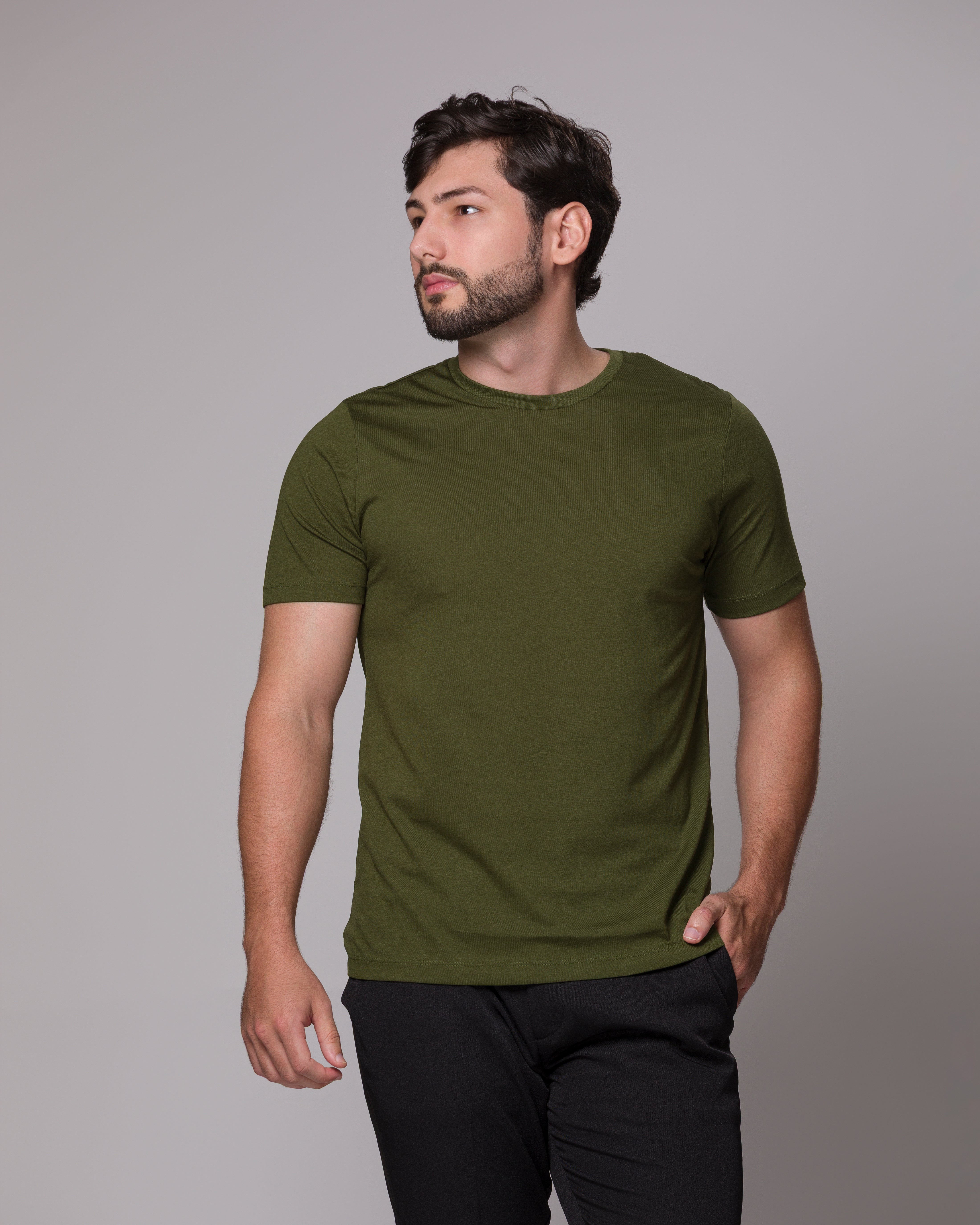 CAMISETA PIMA PONTO H VERDE MILITAR