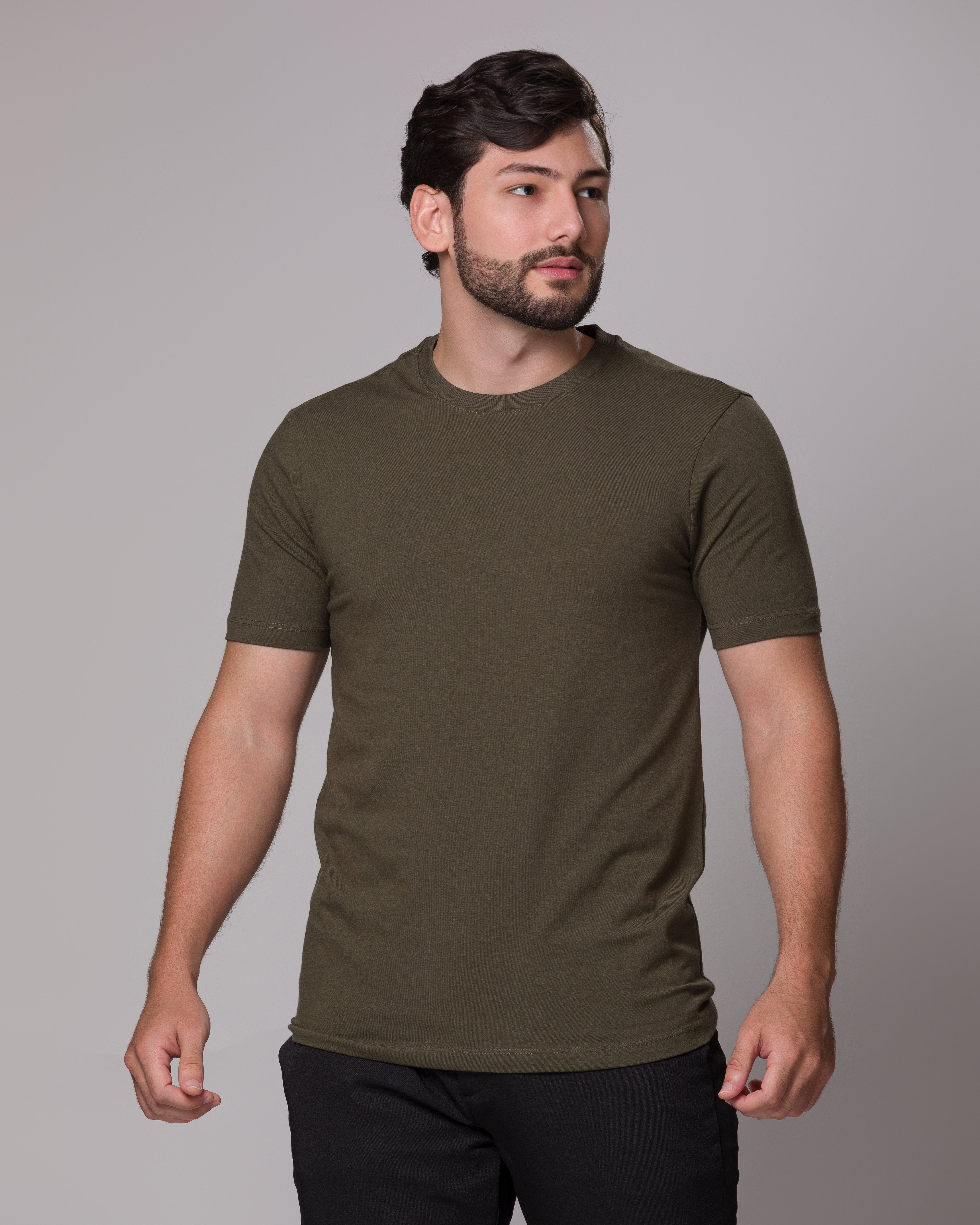 CAMISETA SLIM FIT PONTO H VERDE MUSGO